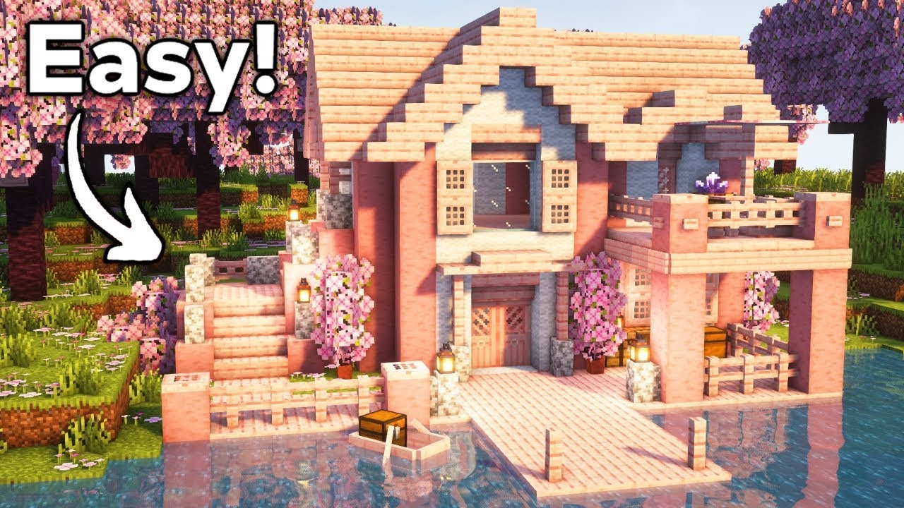 Minecraft: How to Build a Cherry Blossom Survival House | Tutorial🏠 @blockical