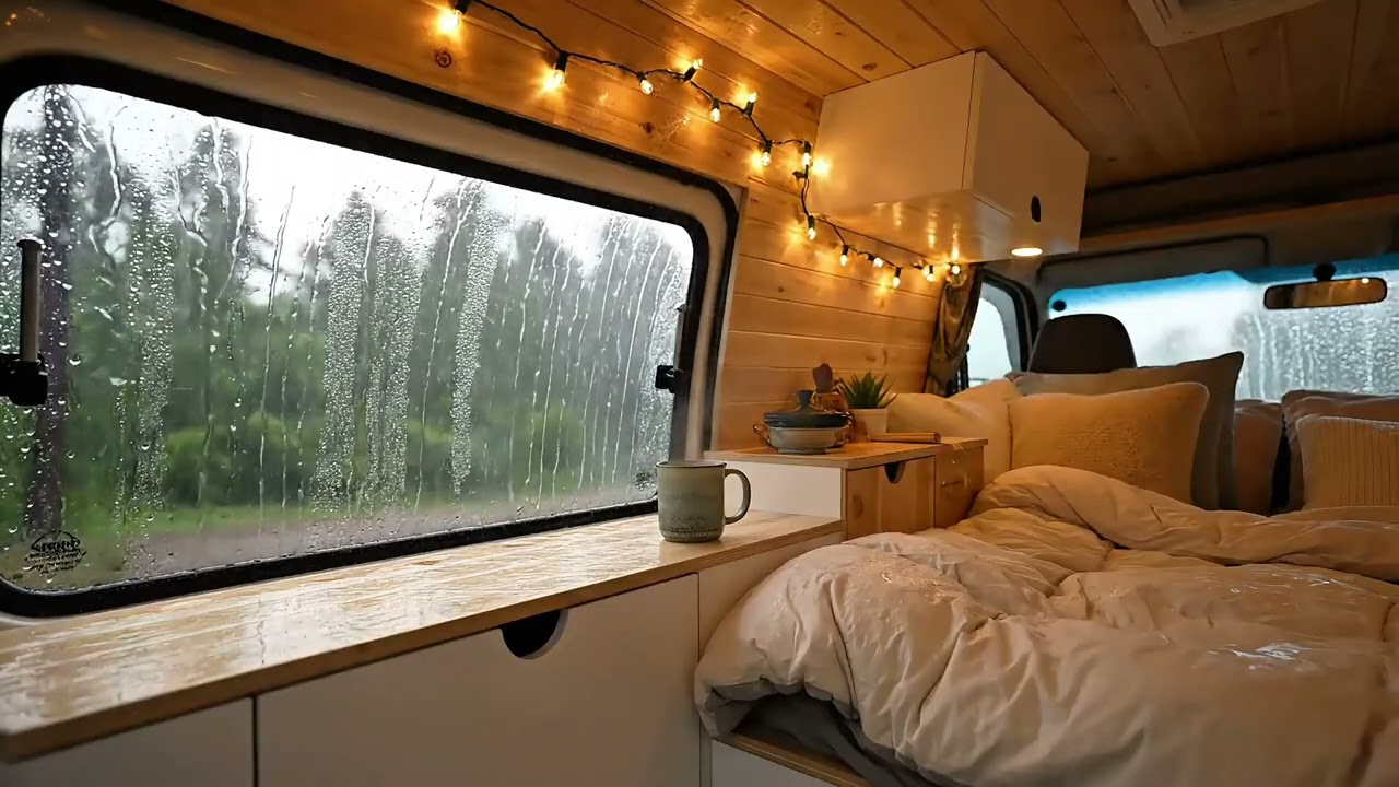 Cozy Rainy Night in Camper Van 🌧️ Rain Sounds for Sleep, Relaxation & Study | ASMR Ambience