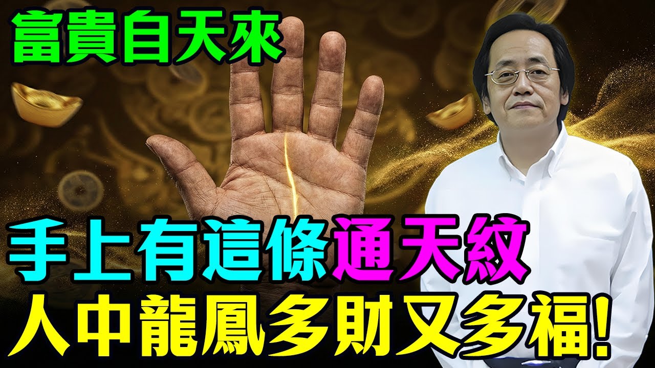 倪海廈：手上有這條「通天紋」的人，前世都不是普通人！天生帶財帶庫，晚年必定大富大貴！看看你有嗎？#倪海廈 #易經 #命理 #手相 #心靈暖流 #晚年運勢 #風水 #老年智慧