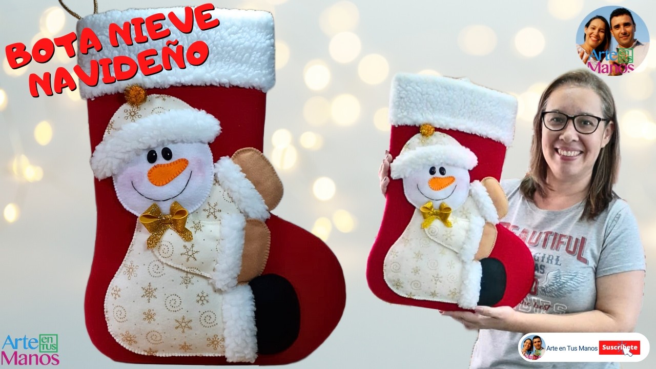 🔴Decora Esta Navidad Con BOTAS NAVIDEÑAS y Muñecos de Nieve,🔴TUTORIAL COMPLETO Con Arte en Tus Manos