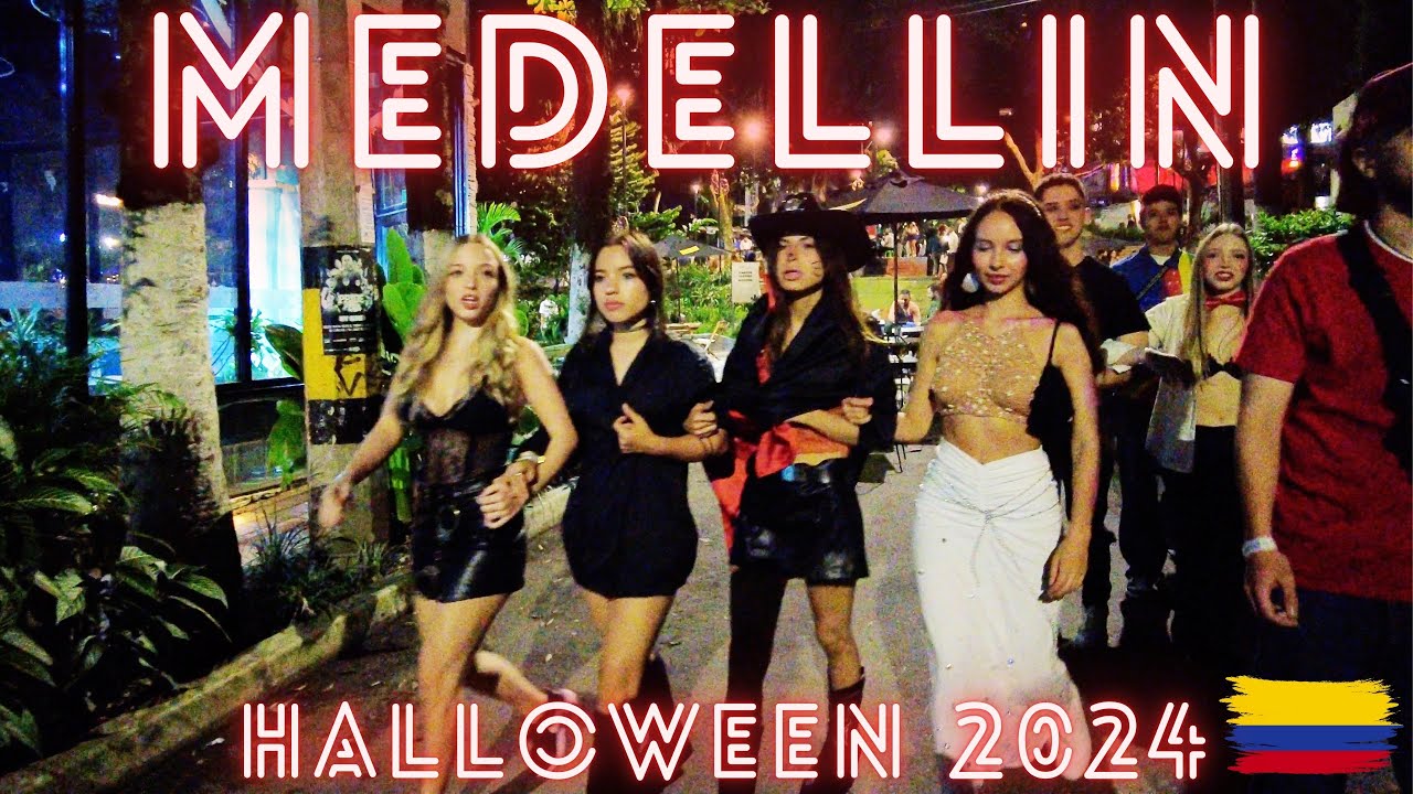 🇨🇴【4K】Halloween 2024 in Medellin | Provenza & Parque Lleras| Colombia Nightlife Walk Tour | Poblado