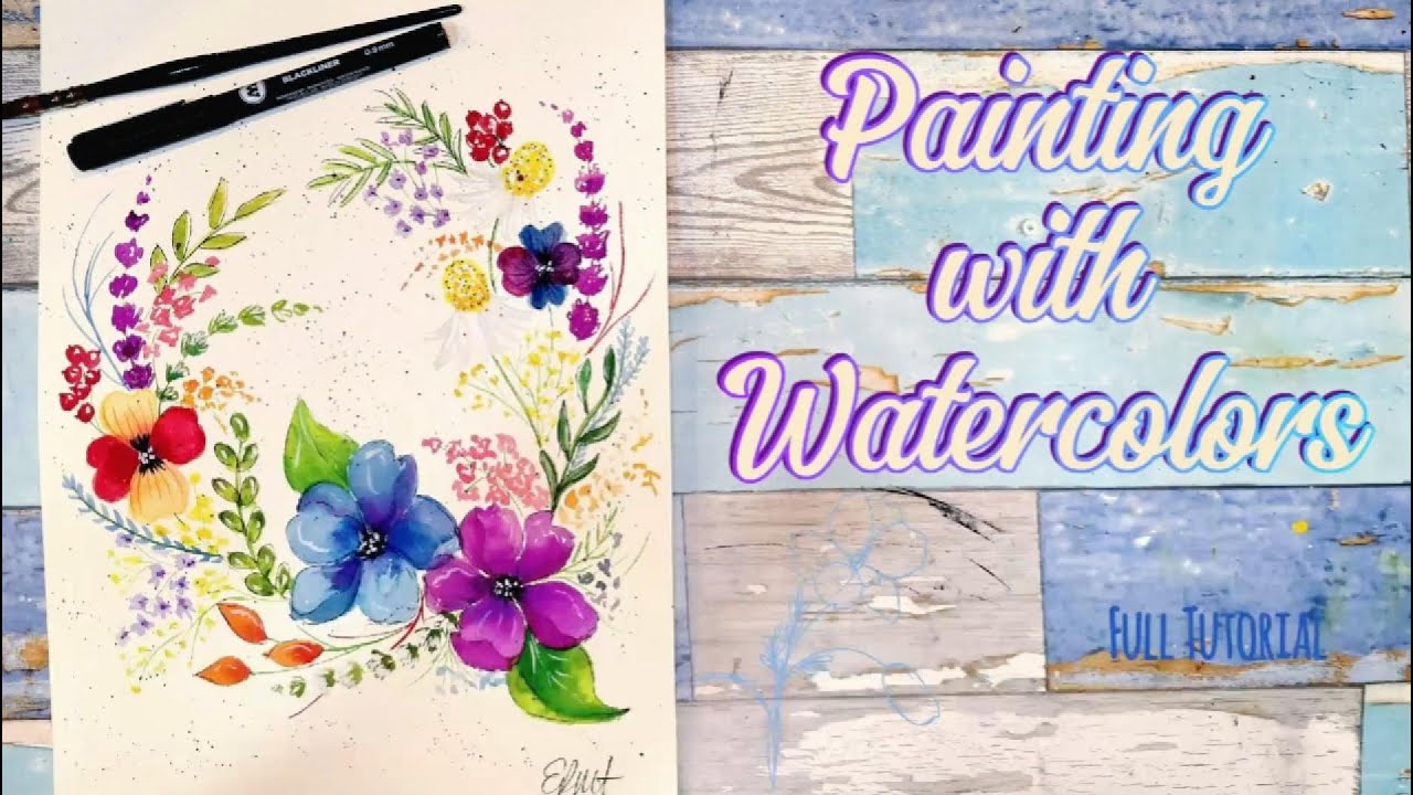 Paint a Floral Wreath with me using Watercolors! Beginner Friendly.