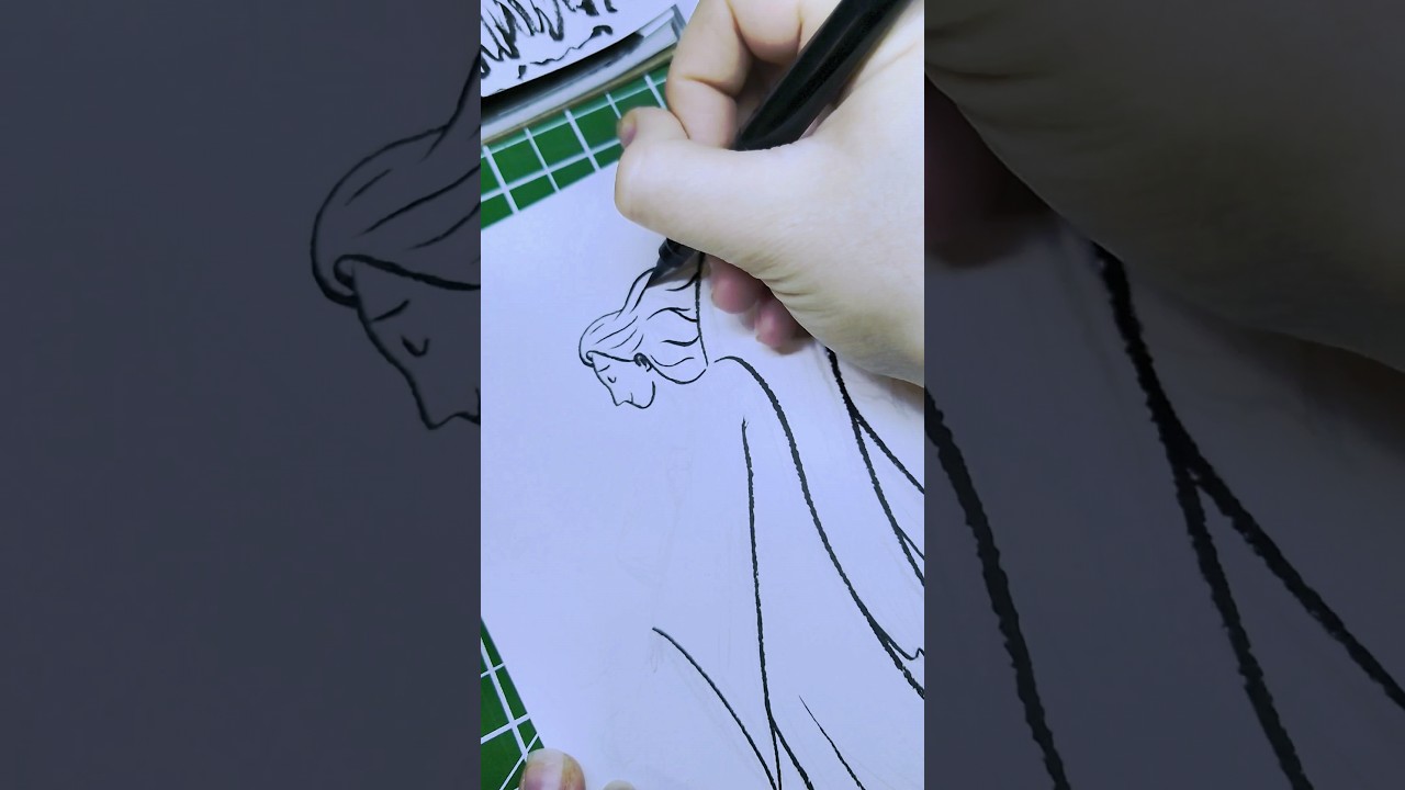 Angel Drawing Inking Timelapse #angelart #inktober #angeldrawing #inking #brushpeninking #angel