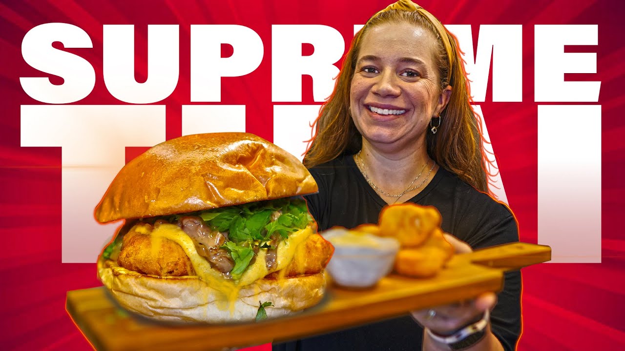Supreme THAI - sanduba com MAYO DE CURRY, cebola CARAMELIZADA com LEITE DE COCO e FRANGO EMPANADO