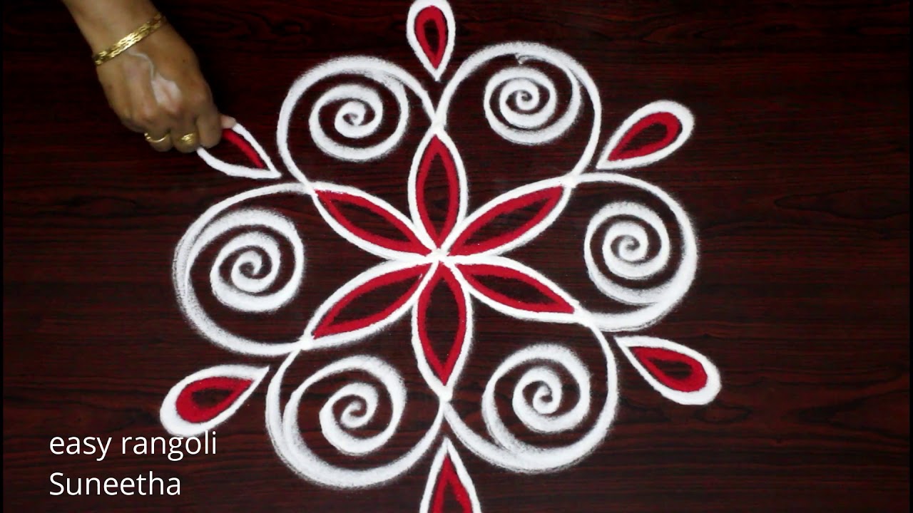 Cute & Small rangoli with 3x2 dots rangoli kolam by Suneetha | Beginners muggulu | रंगोली