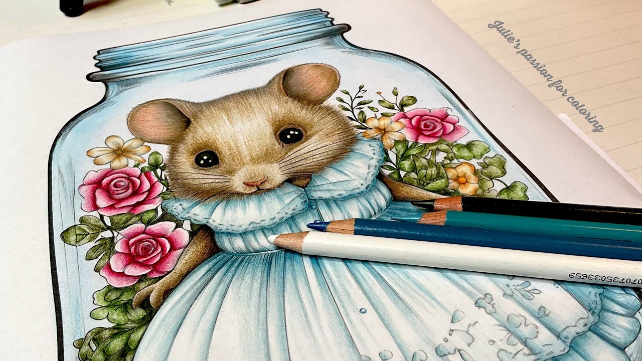 🐭MAGICAL Life in a jar by Myra Rowse  ✏️ prismacolor pencils - color along