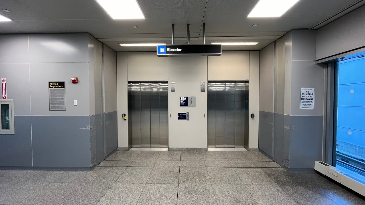 Talkative Schindler 300A Glass Elevators At JFK Airport Term 4 AirTrain In Jamaica NYC: (05/22/2024)
