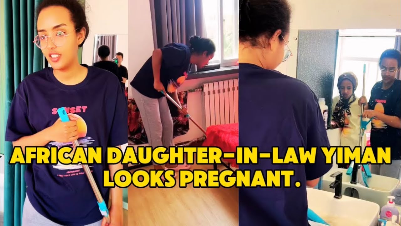 African wife Yiman gained weight and looks like she is pregnant