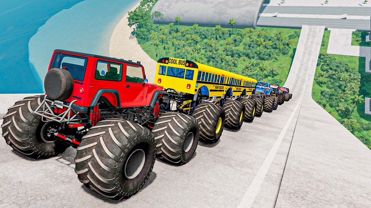 #204 Epic High Speed Monster Jumps | Monster Trucks & Cars - Beamng Drive
