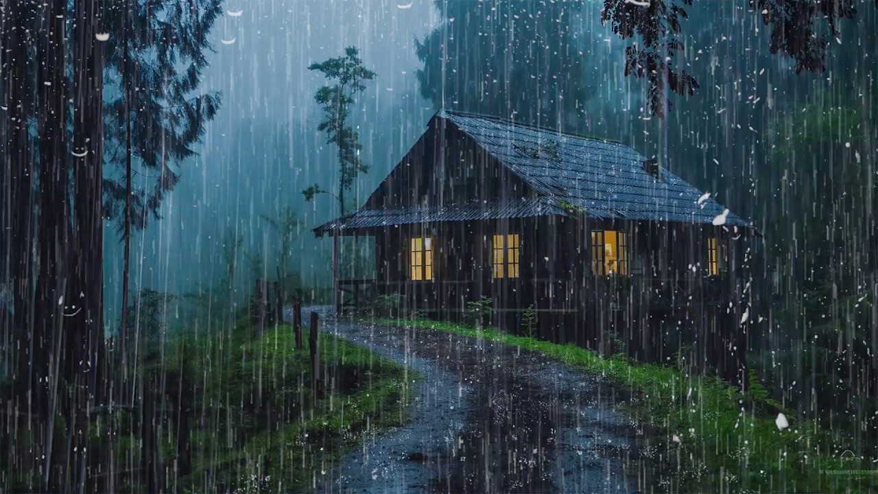 Chuva Forte para Dormir Rápido – Sons Naturais de Chuva e Trovoadas no Telhado