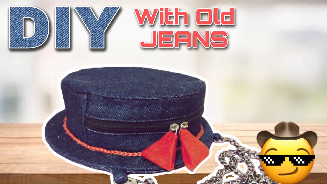 DIY BAG WITH OLD JEANS //HAT SHAPE BAG // Cute Purse Bag From  Old Jeans //Pants Recycle