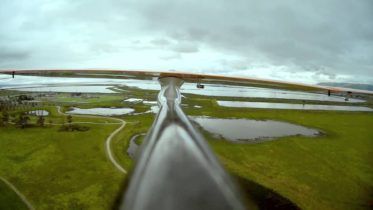 Aerial footage from electric composite sailplane
