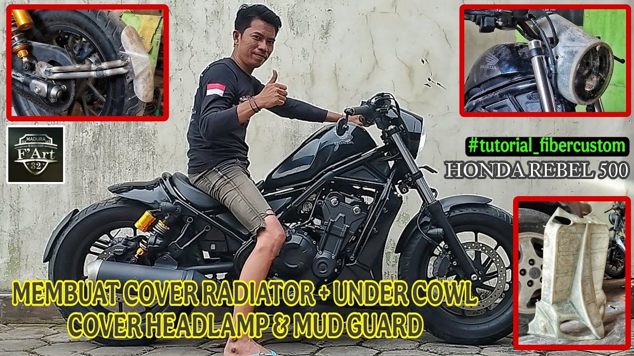 HONDA REBEL 500 CUSTOM COVER RADIATOR + UNDER COWL - COVER HEADLAMP - MUD GUARD FIBERGLASS