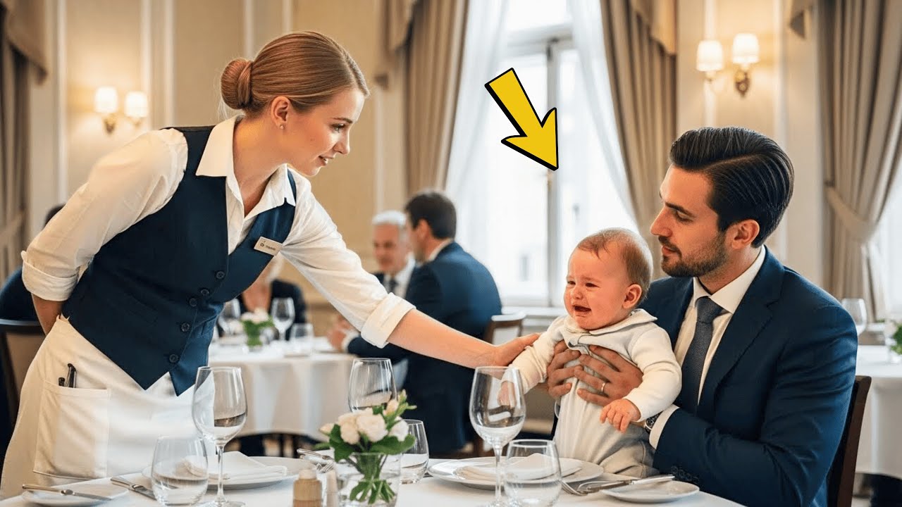 Miljonairs baby huilde hard in het restaurant... tot een verlegen serveerster hem kalmeerde.