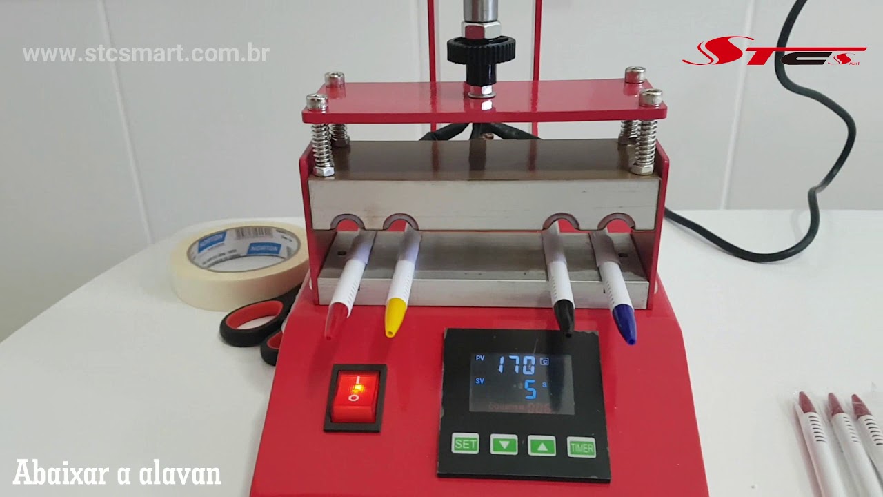 Caneta Prensa Termica Digital Caneta, Chaveiro, objetos plano 6cm como usar