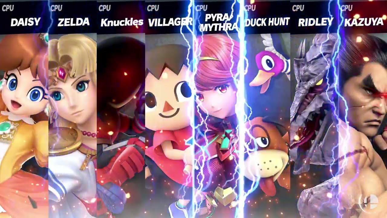 Smash Ultimate EX Daisy VS Zelda VS Knuckles VS Villager VS Aegis VS Duck Hunt VS Ridley VS Kazuya