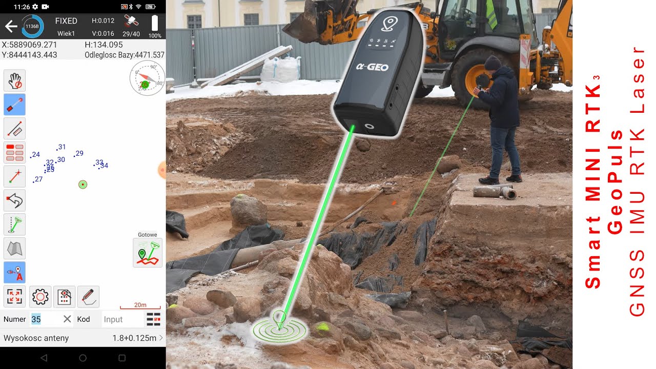 Odbiornik GNSS IMU RTK z Laserem czyli Smart MINI RTK v3 z technologią GeoPuls