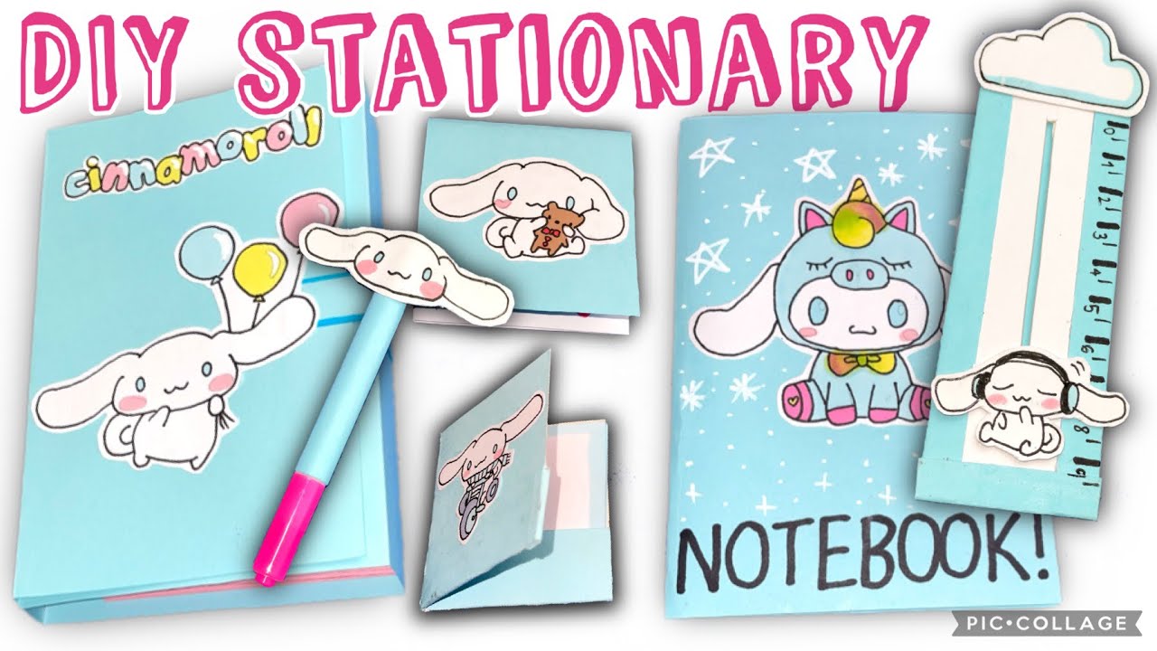 DIY Cinnamoroll Stationary Set// Kawaii Sanrio Handmade Back to school Stationary 🐰💙☁️✏️