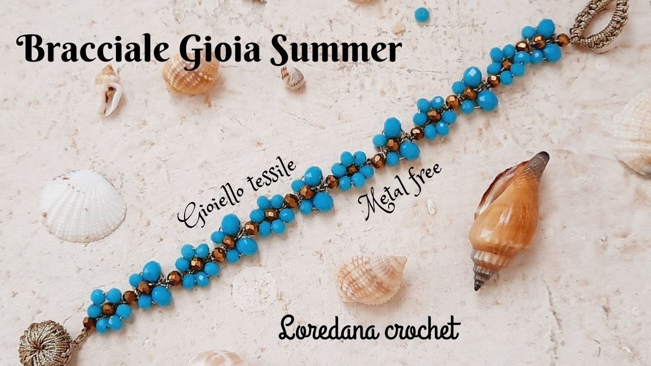 🦋BRACCIALE UNCINETTO GIOIA SUMMER🦋 BOTTONE FILATO GIOIELLO SORRENTO🦋FIORI E FARFALLINE TURCHESI