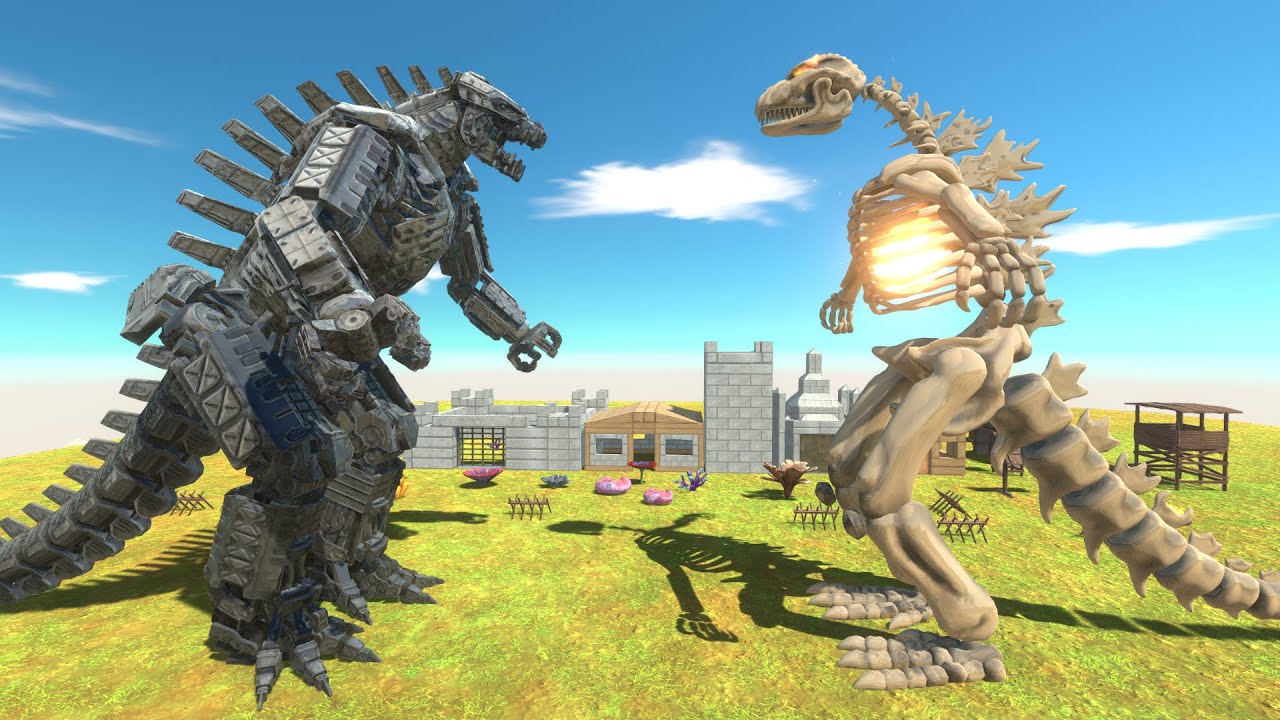 MECHAGODZILLA 2021 vs GODZILLA SKELETON - Animal Revolt Battle Simulator