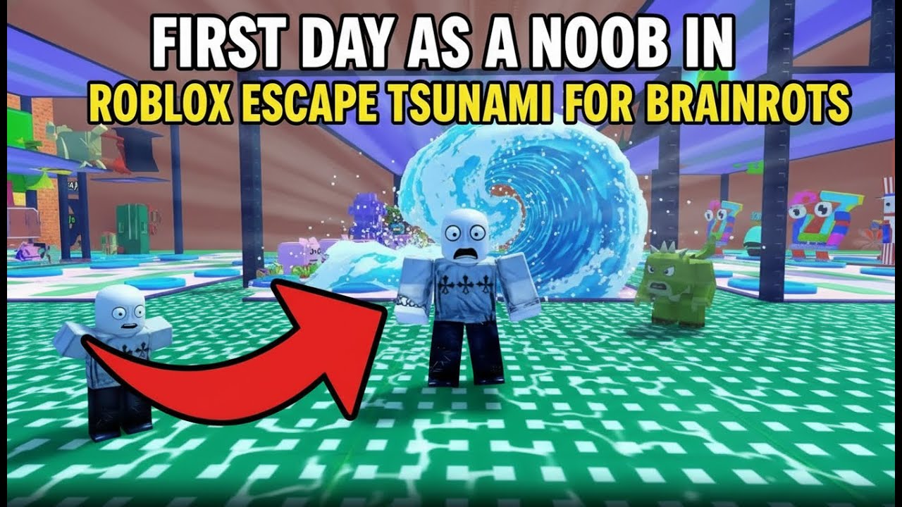 First day as a noob in ROBLOX ESCAPE TSUNAMI FOR BRAINROTS Game