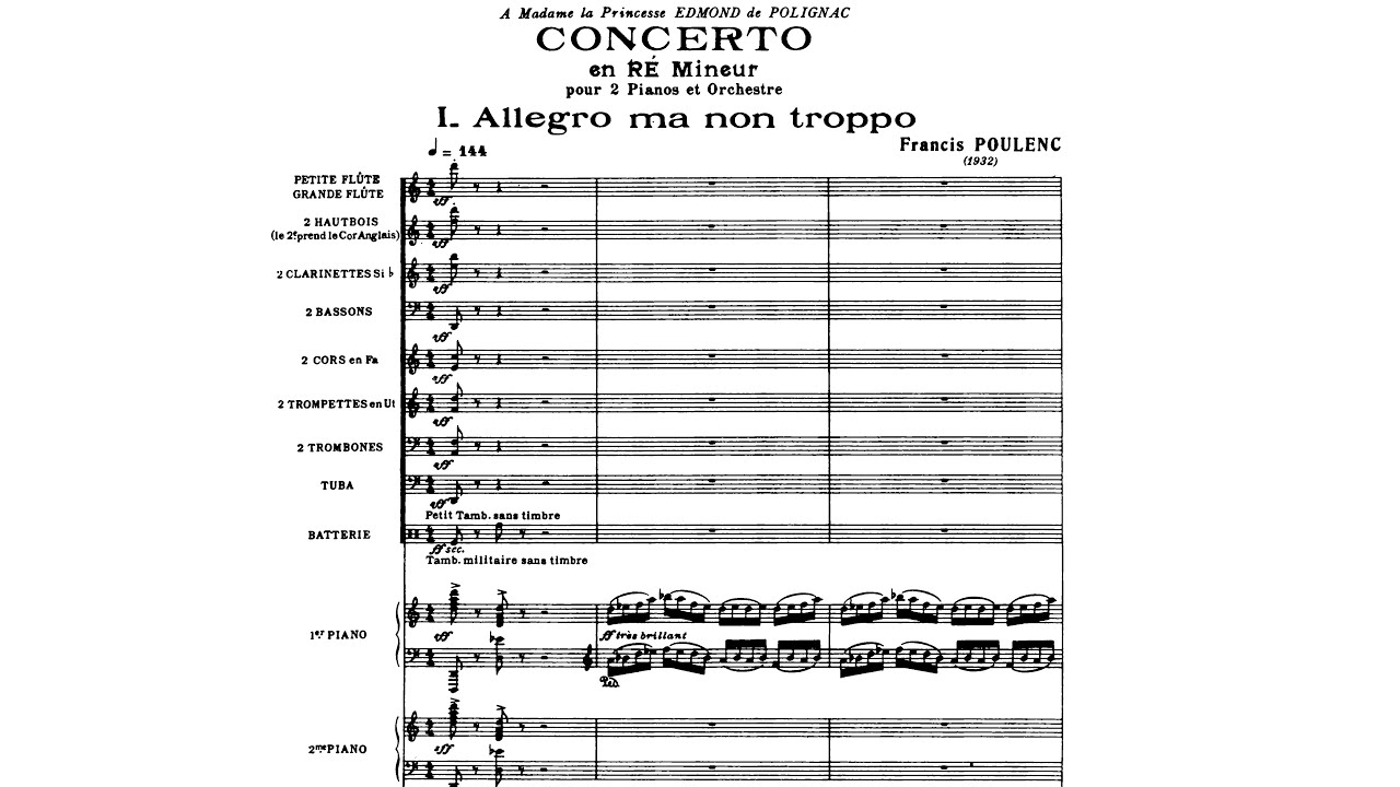 [Full Score] Poulenc - Concerto for Two Pianos and Orchestra, FP 61