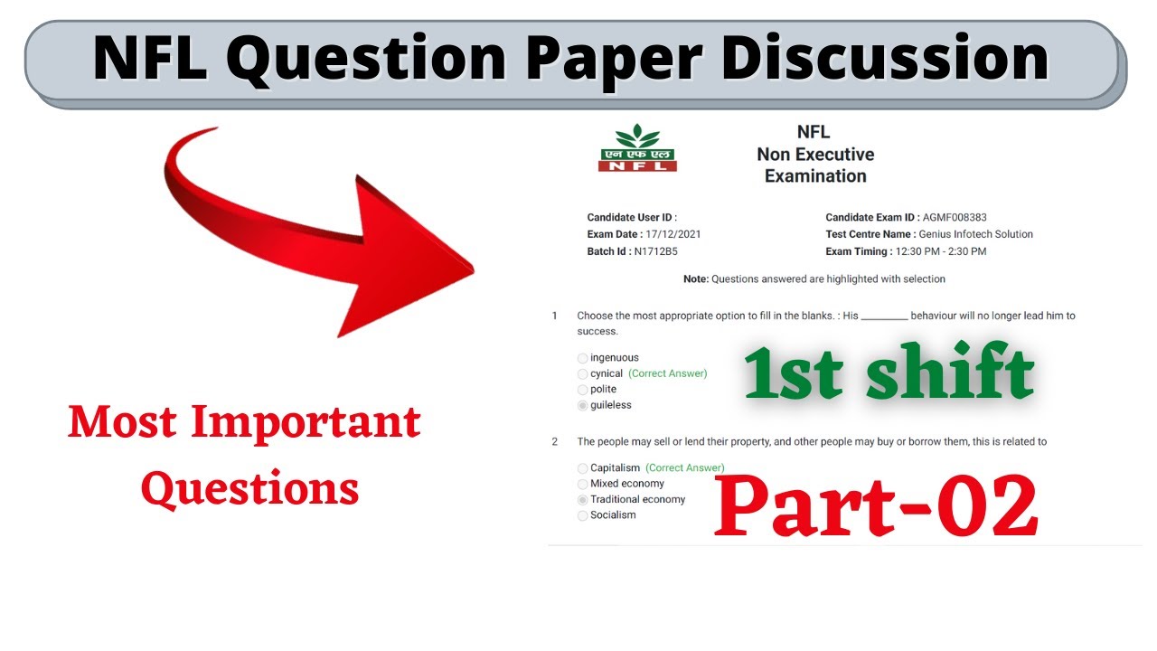 NFL 1st Shift Non Executive Question Paper Discussion By Special Techno.|| Part-02