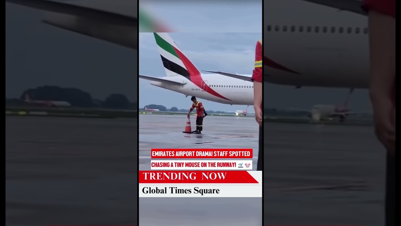 🛫 EMIRATES AIRPORT DRAMA! Staff Caught Chasing a 🐭 on the Runway 😆🔥