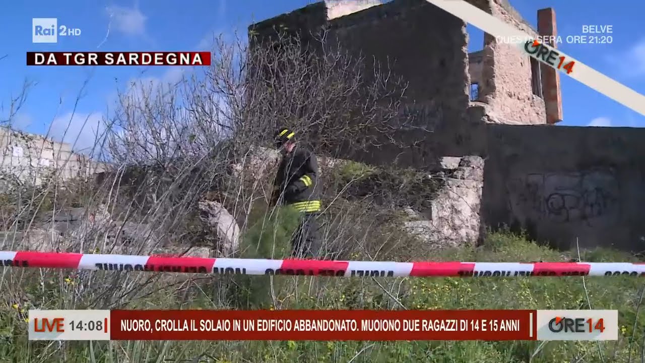 Nuoro, crolla il solaio di un edificio abbandonato. Muoiono due ragazzi - Ore 14 del 02/04/2024