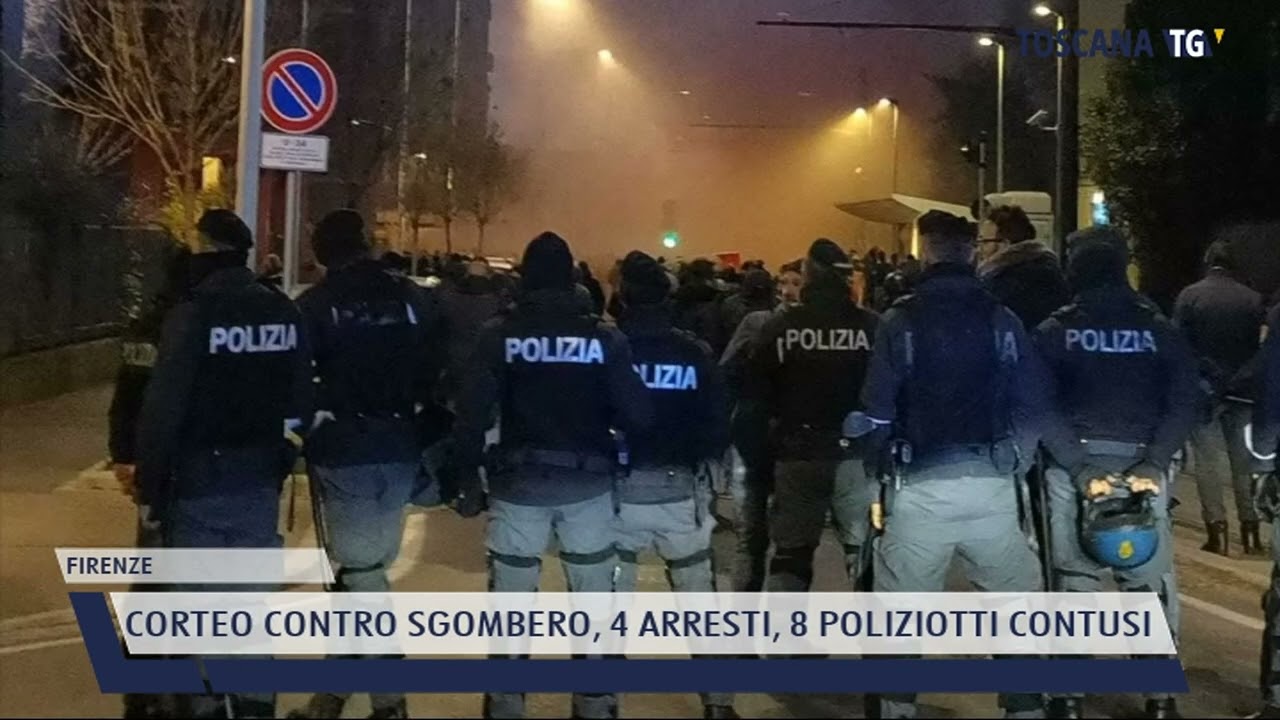 2022-03-20 FIRENZE - CORTEO CONTRO SGOMBERO, 4 ARRESTI, 8 POLIZIOTTI CONTUSI