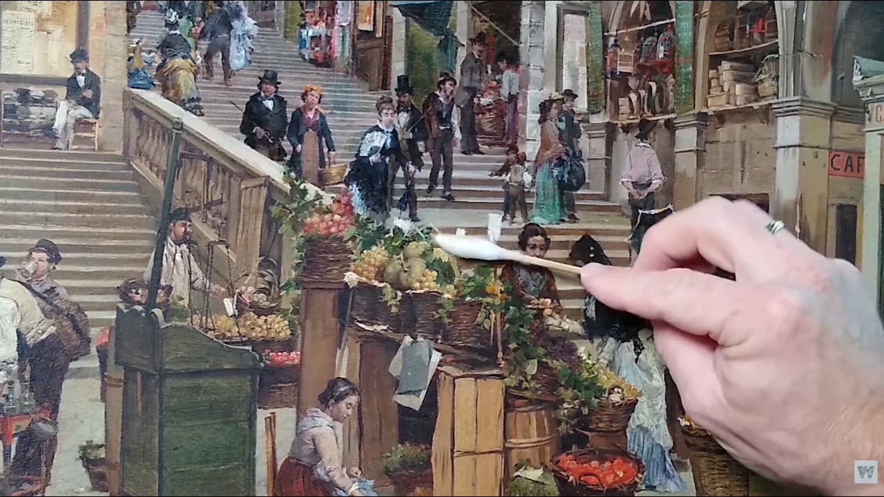 Varnish Removal from an Oil on Panel - Painting Conservation