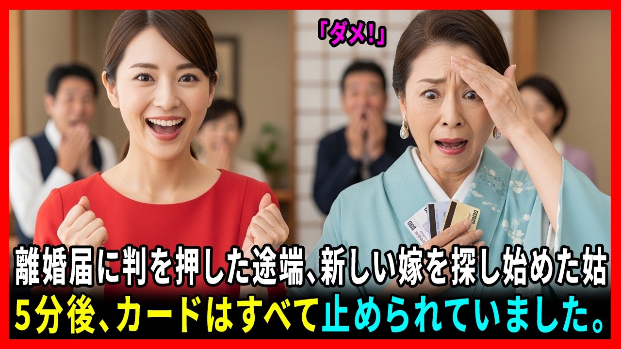 離婚届に判を押した直後、新しい嫁を探すと言い出した義母…5分後、カードはすべて止められていました。#動エピソード#老後の物語 #家族の物語