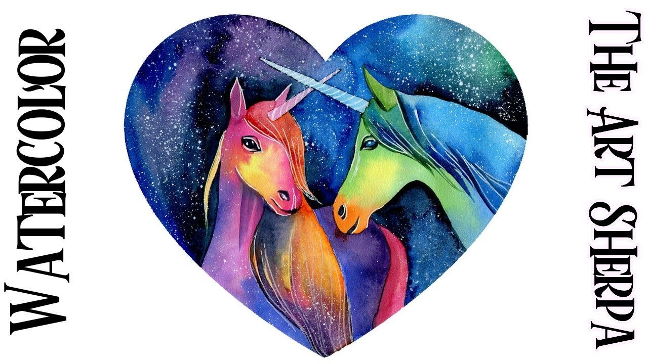 Easy How to Paint and draw Watercolor Galaxy Unicorn  Step by step | The Art Sherpa
