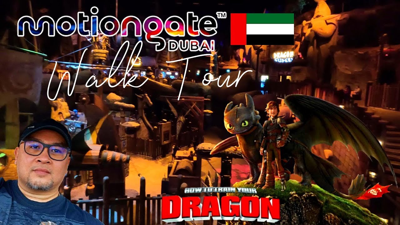 DUBAI WALK TOUR INSIDE HOW TO TRAIN YOUR DRAGON THEME PARK 🐉 | Motiongate 4K Cinematic Experience ✨