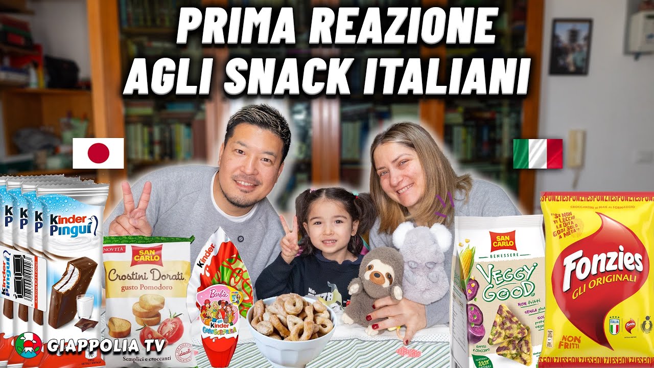 Mia figlia italo-giapponese assaggia per la prima volta gli snack italiani - che sorpresa!