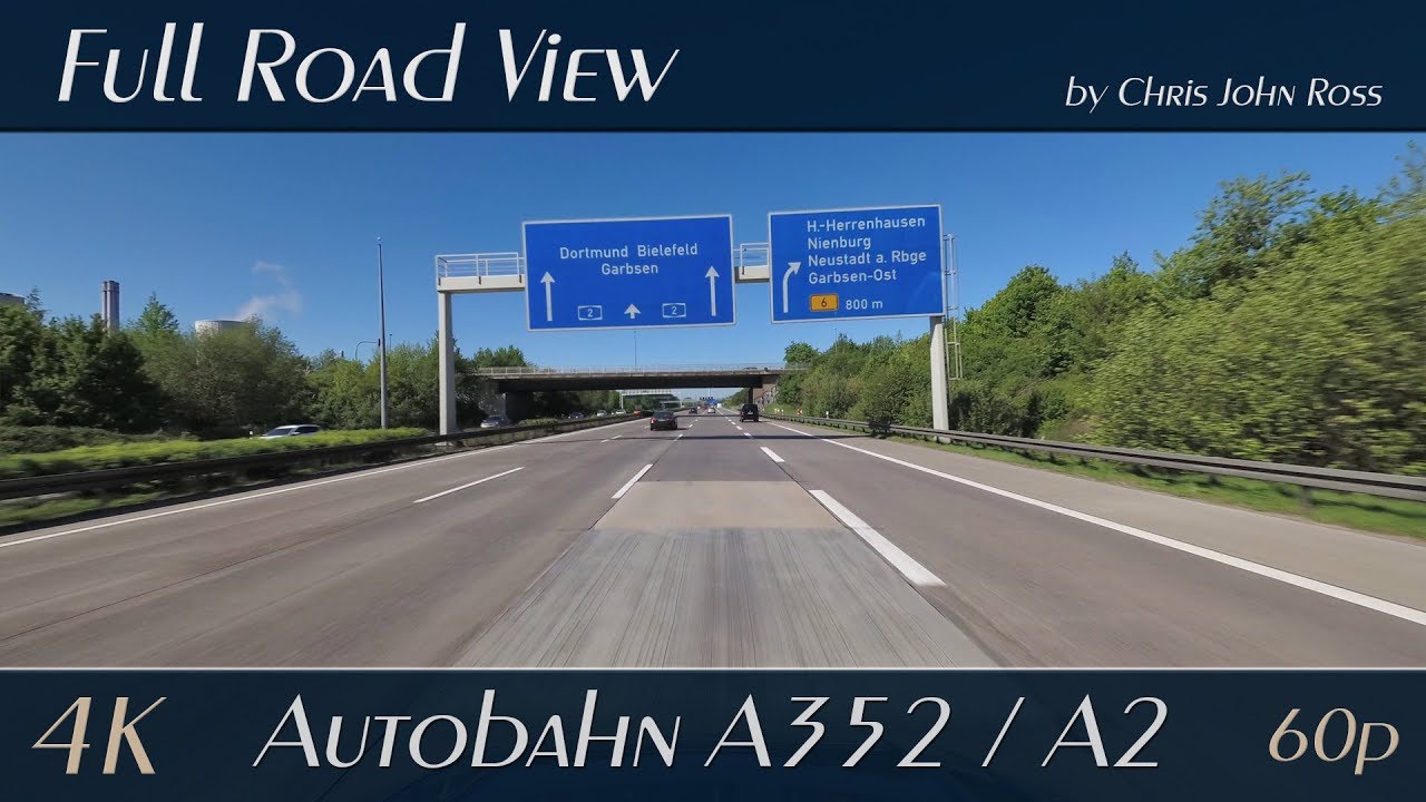 Autobahn (A352, A2), Germany: Hannover-Nord - Engelbostel - Hannover-Herrenhausen - 4K (2160p/60p)