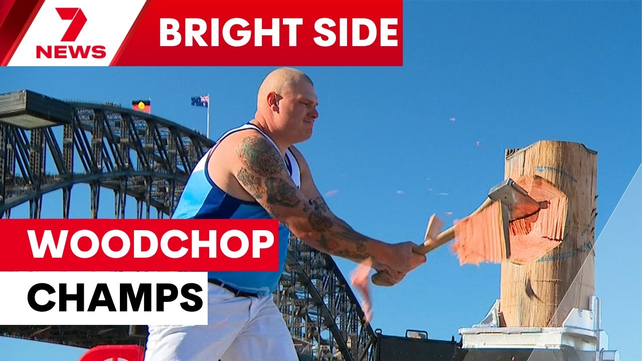 Australia’s toughest woodchoppers swing the axe at Circular Quay | 7NEWS