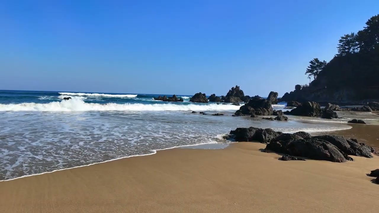 삼척 맹방해변 바다~~ 파도소리~ 파도멍~ 4k화질