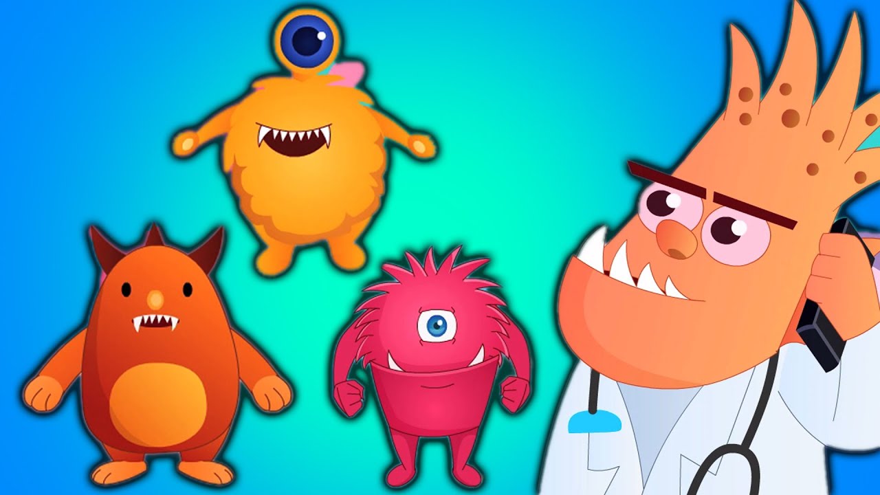Five Little Monsters Songs for Kids | cinq petits monstres riment | comptines effrayantes