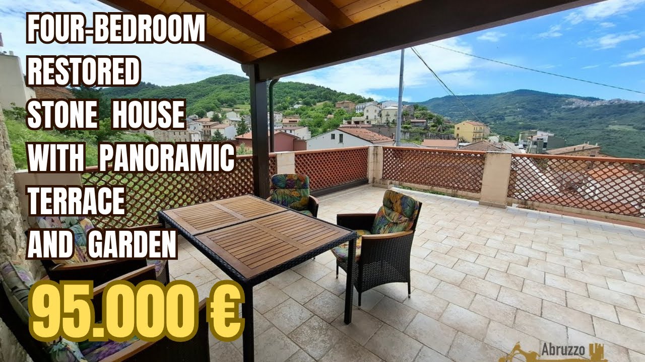 Four-bedroom restored stone house with panoramic terrace, garden and additional unit. Montemitro