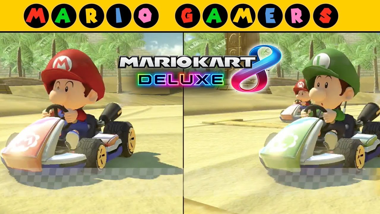 Mario Kart 8 Deluxe - Multiplayer - Baby Mario vs Baby Luigi (Banana Cup 50cc)