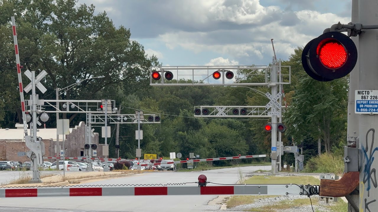 3 trains at Gigantic railroad crossing on Burnham Ave, Hegewisch IL