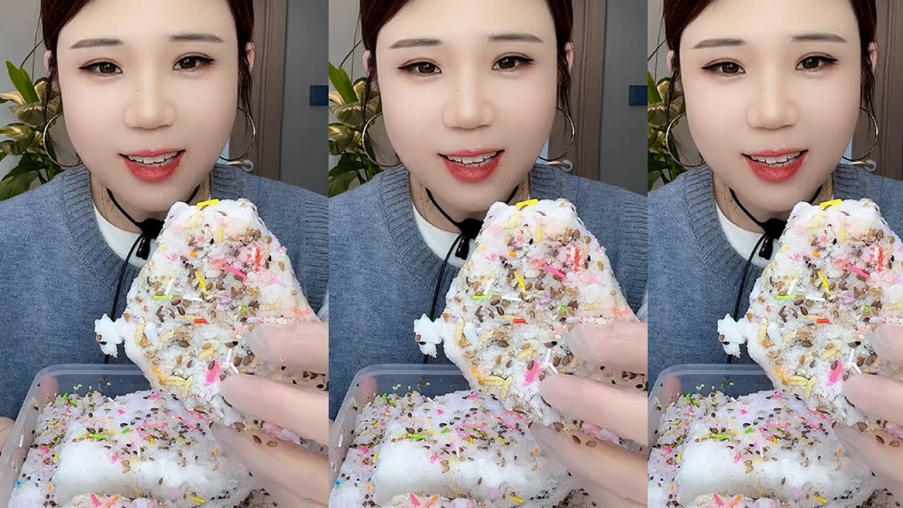 YY / ASMR ICE EATING WITH MATCHA + MILK POWDER + PASSION FRUIT #eatingice #mukbangiceeating / 洋妮儿💋冰