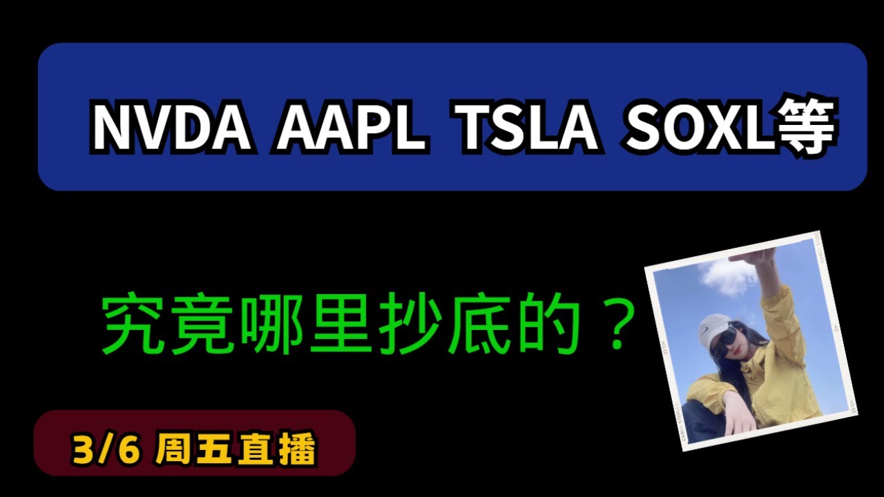 3月6日  NVDAAAPL SOXL TSLA等究竟哪里抄底的？MRVL QQQ 原油，黄金 COIN MSTR INTC 等分享