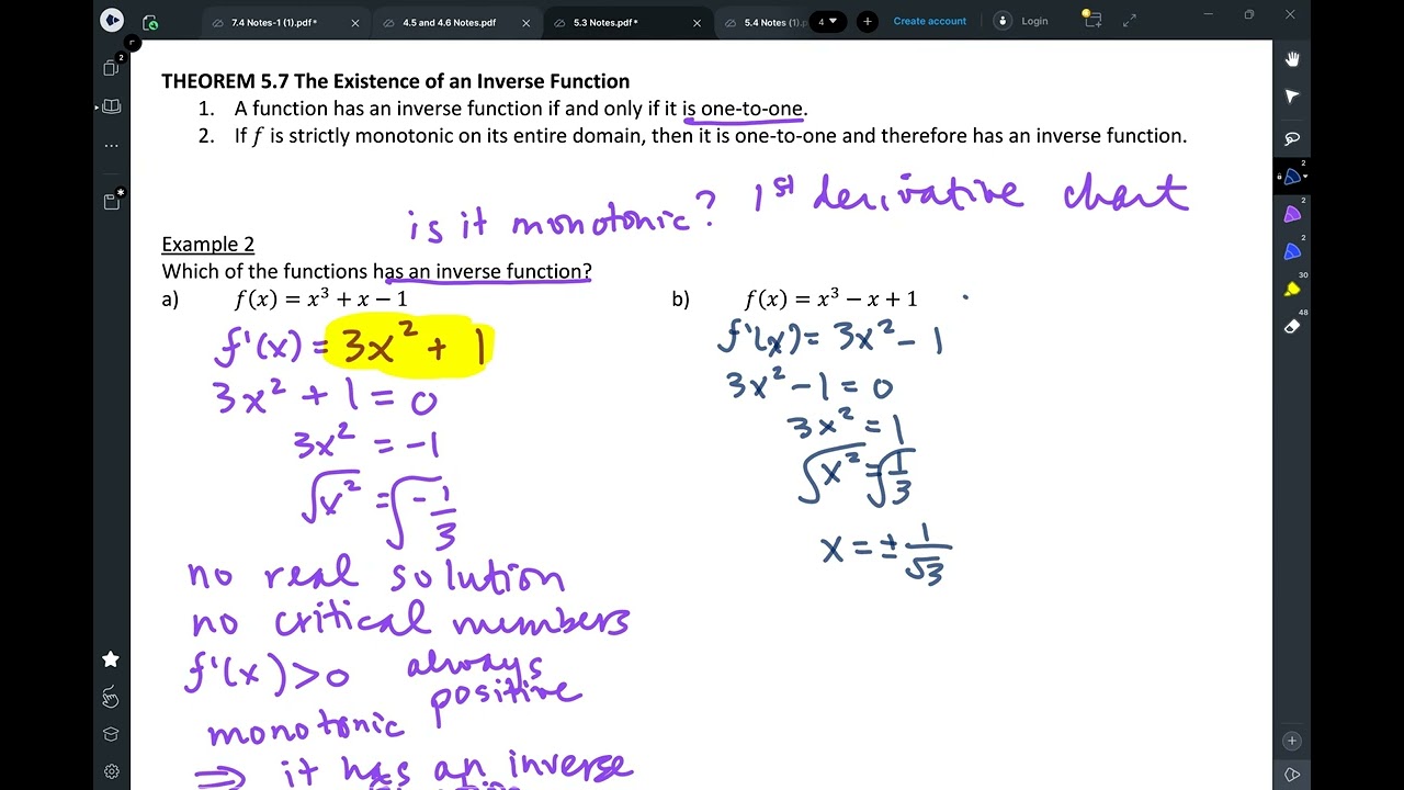 Calc AB Notes 5.3 Inverse Functions 1