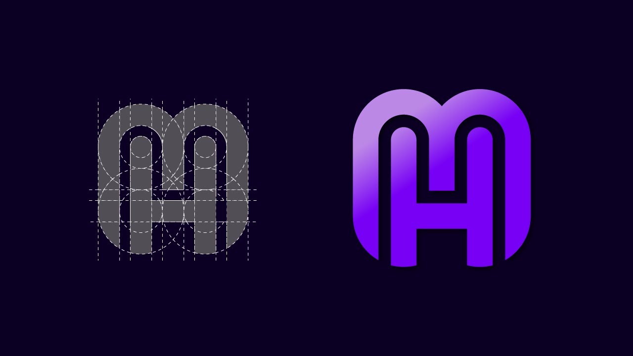 MH Monogram Logo Design Using a Circular Grid - Adobe Illustrator Tutorial