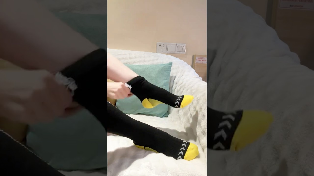 Black & Neon Yellow Sports Socks Try On 🏃‍ 