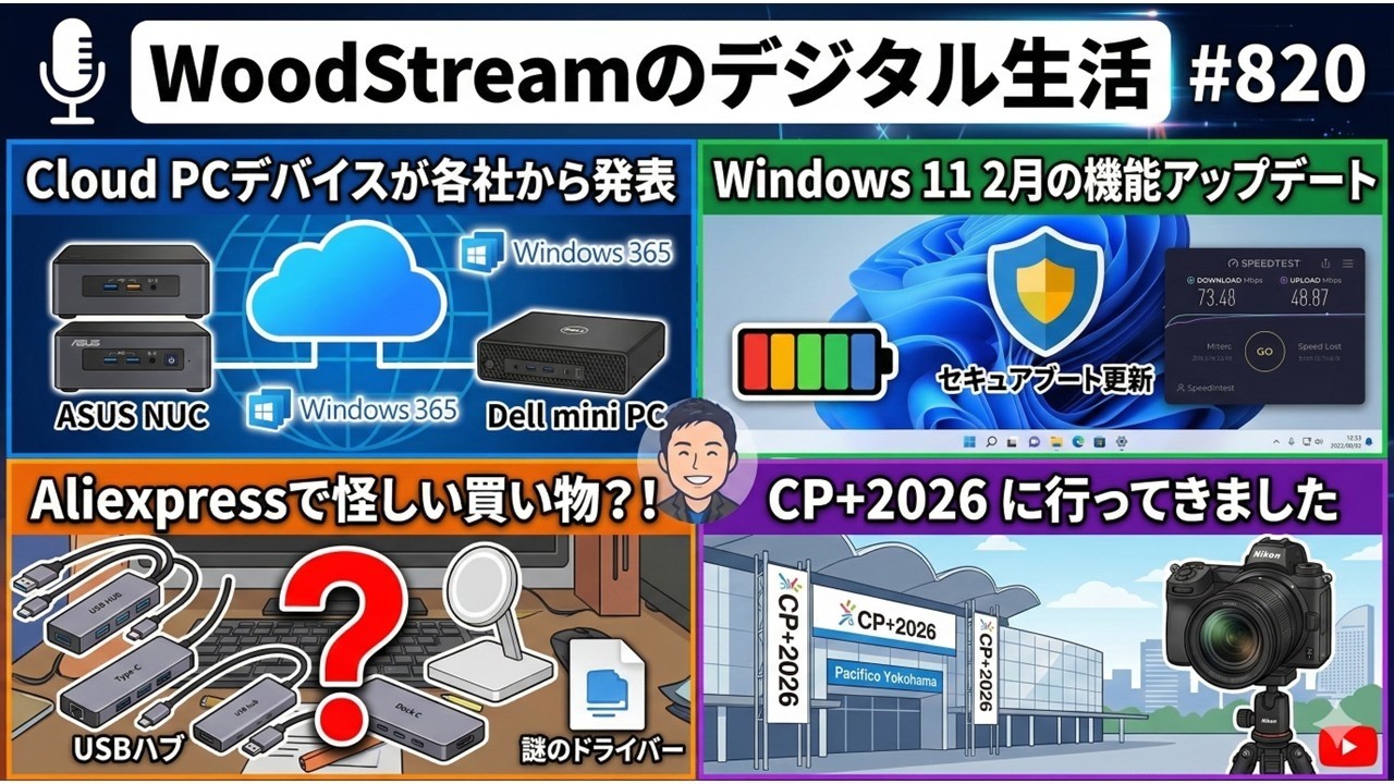 第820回 Cloud PCデバイスが各社から発表・Windows 11 2月の機能アップデート・Aliexpressで怪しい買い物？！・CP+2026 に行ってきました (2026/3/1)