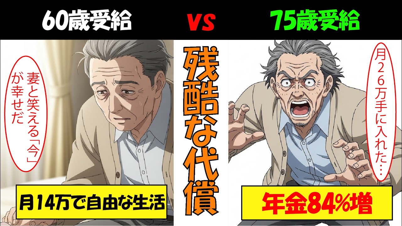 【漫画】健康を犠牲にして75歳まで働き、年金84％増・月26万を目指した男の末路…60歳受給の同僚を見下した結果、受給開始日に待ち受けていた“取り返しのつかない代償”と残酷すぎる逆転格差