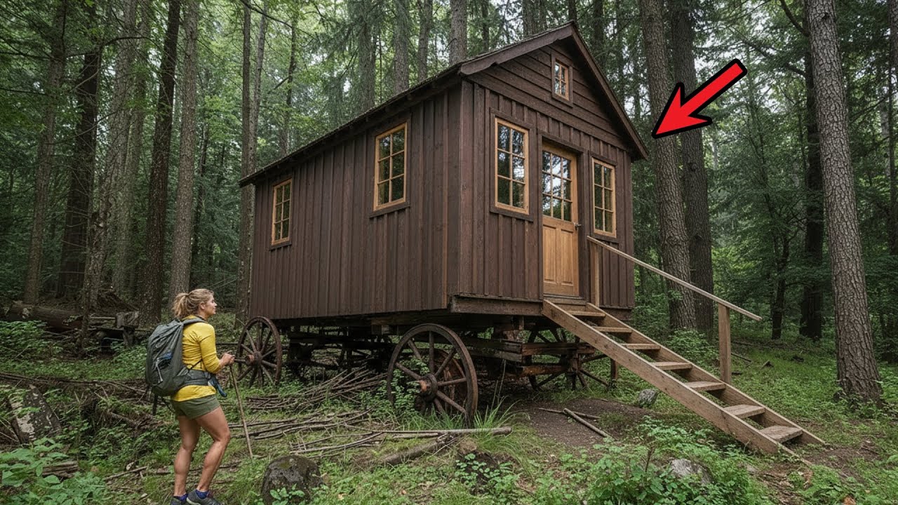 Lost in the Forest, She Discovered an Old Wagon Cabin Holding a Secret for Over 100 Years